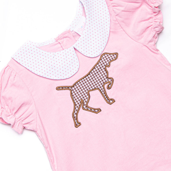 Pointer Pup Applique Legging Set, Pink Corduroy