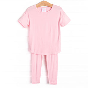 Bamboo Basics Short Sleeve Legging Set, Pink