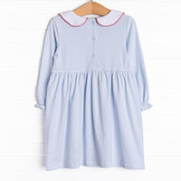Jolly St. Nick Applique Dress, Blue
