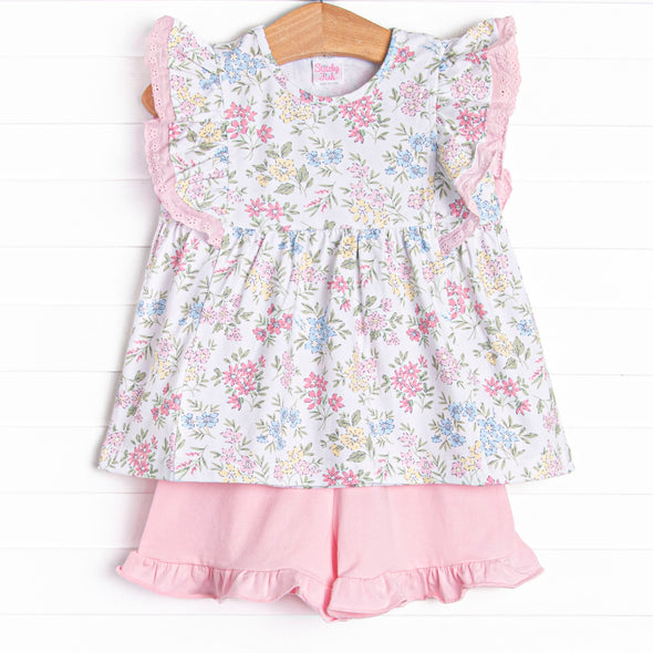 Lace and Lillies Short Set, Pink