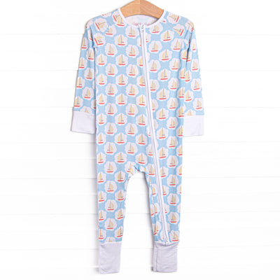 Scalloped Sails Bamboo Zippy Pajama, Blue