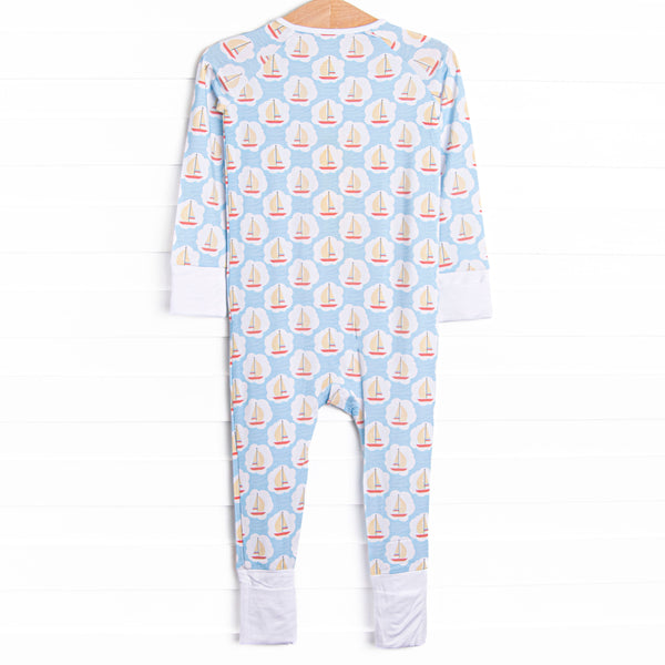 Scalloped Sails Bamboo Zippy Pajama, Blue