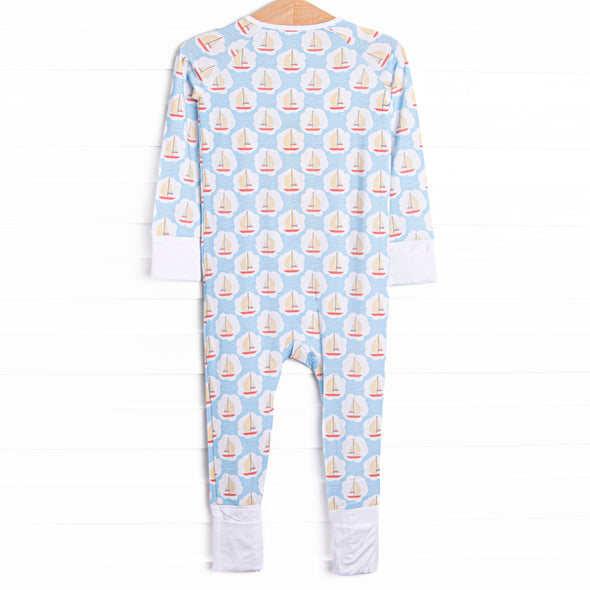 Scalloped Sails Bamboo Zippy Pajama, Blue