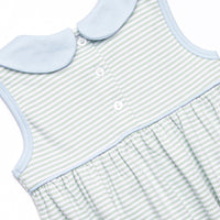 Marcella Pima Bubble, Blue and Sage Stripe