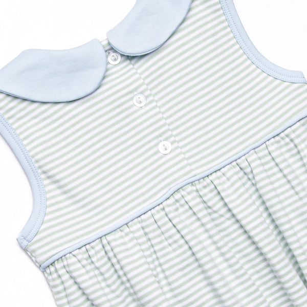 Marcella Pima Bubble, Blue and Sage Stripe
