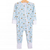 Bumble Bee Blues Bamboo Zippy Pajama, Blue