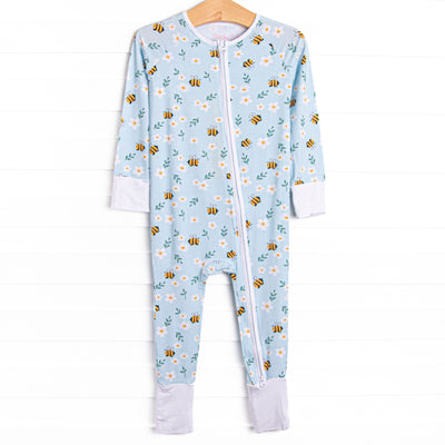 Bumble Bee Blues Bamboo Zippy Pajama, Blue