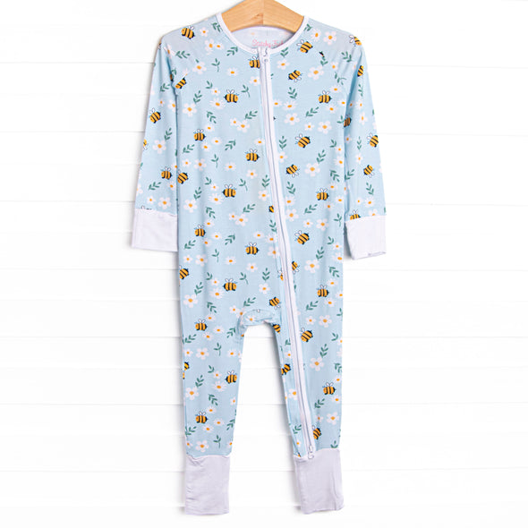 Bumble Bee Blues Bamboo Zippy Pajama, Blue