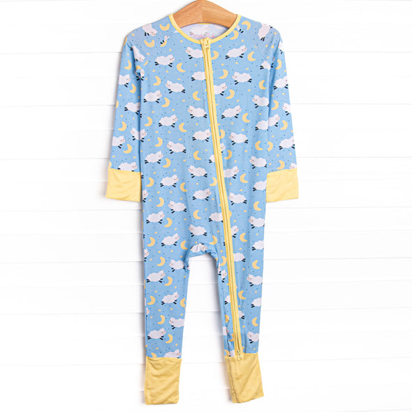 Counting Sheep Bamboo Zippy Pajama, Blue