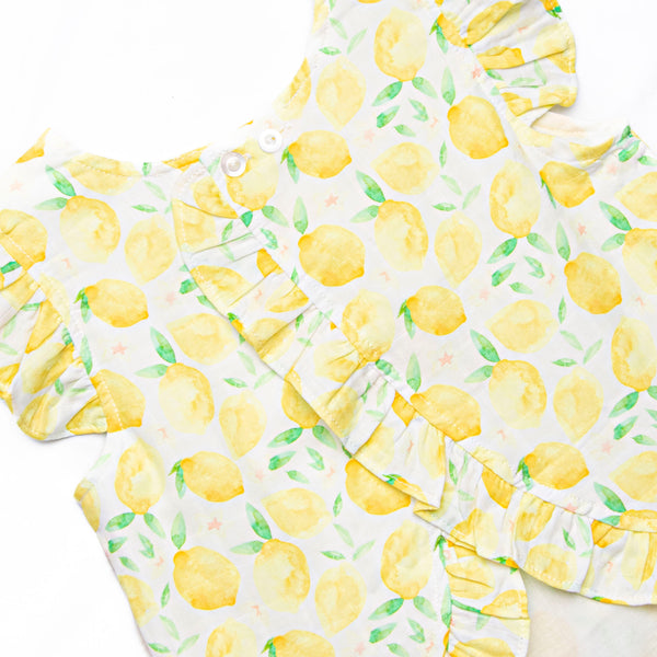 Sorrento Slices Muslin Flutter Sleeve Short Set, Yellow