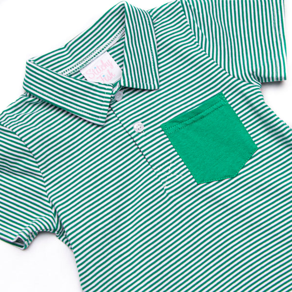 Levi Short Set, Forest Green Stripe