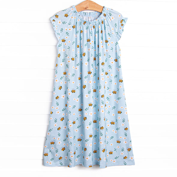 Bumble Bee Blues Bamboo Night Gown, Blue
