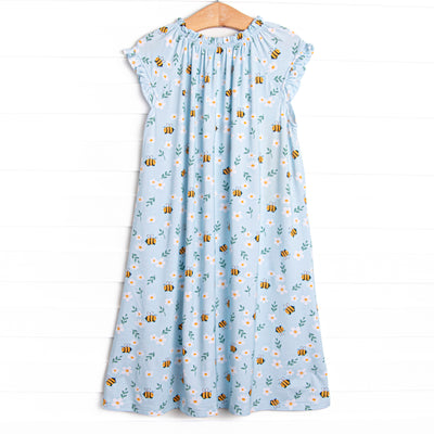 Bumble Bee Blues Bamboo Night Gown, Blue