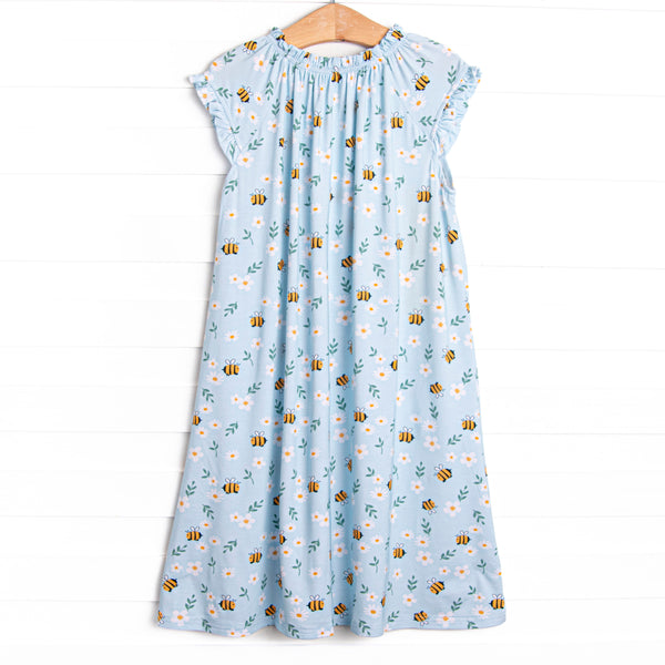 Bumble Bee Blues Bamboo Night Gown, Blue