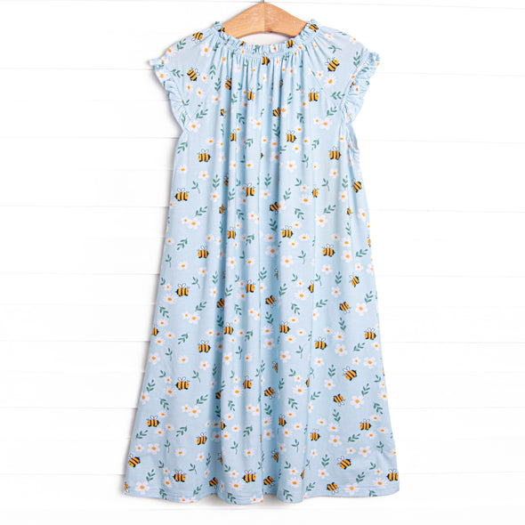 Bumble Bee Blues Bamboo Night Gown, Blue