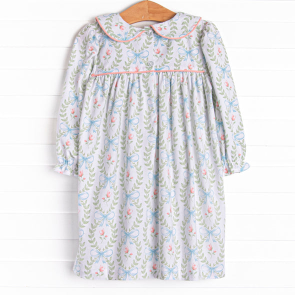 Bows and Bouquets Smocked Dress, Green