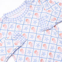 Blue Sea Stinger Bamboo Pajama Set, Blue