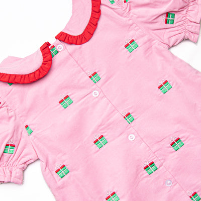 All Wrapped Up Embroidered Romper, Pink