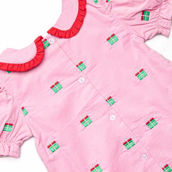 All Wrapped Up Embroidered Romper, Pink