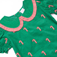 Candy Cane Craze Embroidered Diaper Set, Green