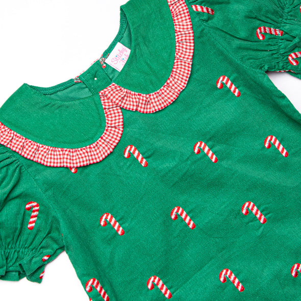 Candy Cane Craze Embroidered Diaper Set, Green