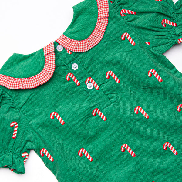 Candy Cane Craze Embroidered Diaper Set, Green