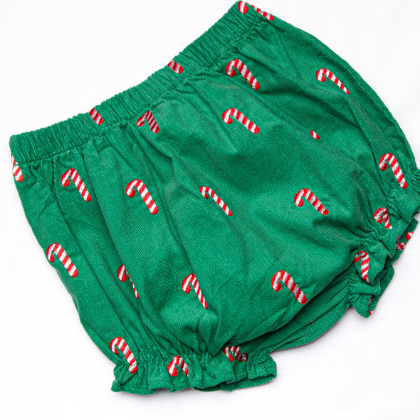 Candy Cane Craze Embroidered Diaper Set, Green