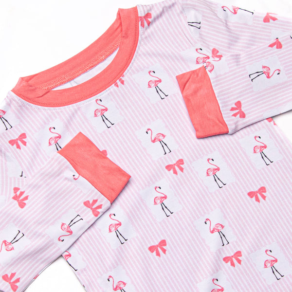 Flirty Flamingo Bamboo Pajama Set, Pink
