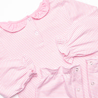 O' Holy Night Applique Ruffle Romper, Pink