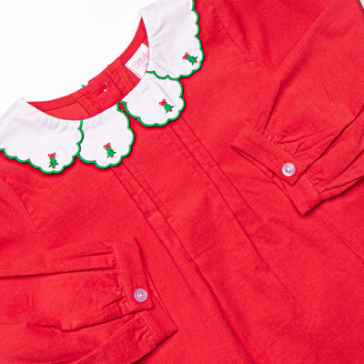 Christmas Tree Tidings Embroidered Diaper Set, Red