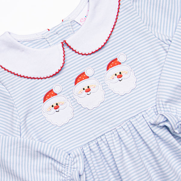 Jolly St. Nick Applique Dress, Blue