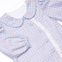 Bleu: Frances Long Sleeve Diaper Set, Blue and Red Plaid