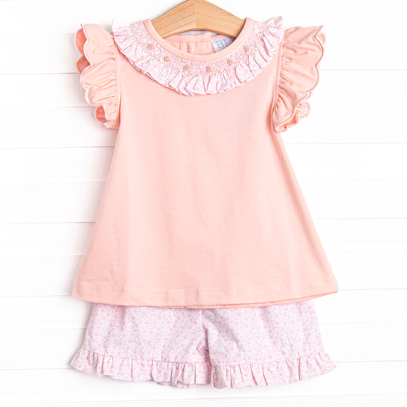 Bleu: Merritt Smocked Short Set, Pink