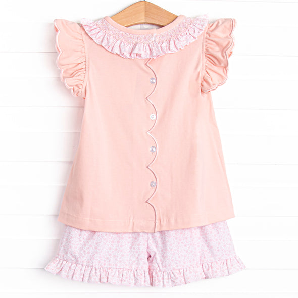 Bleu: Merritt Smocked Short Set, Pink