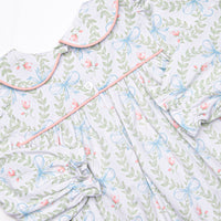Bows and Bouquets Smocked Dress, Green