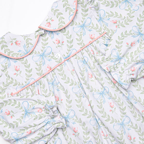 Bows and Bouquets Smocked Dress, Green