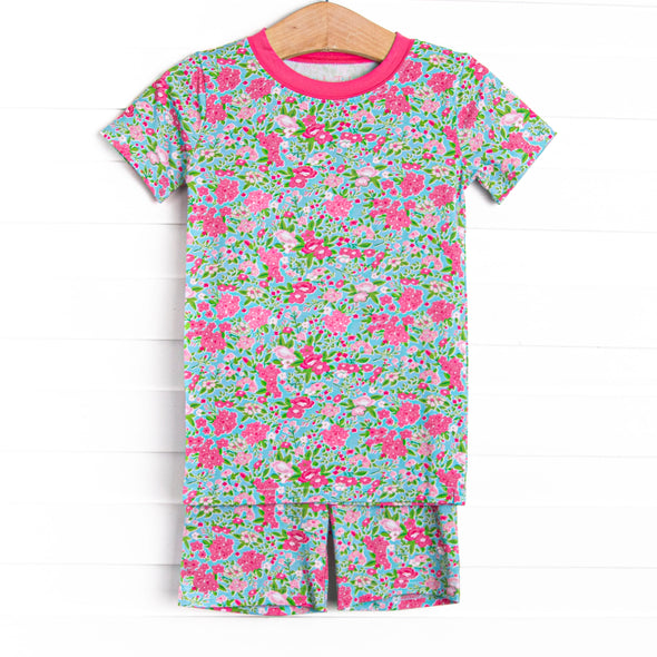 Water Lily Lady Bamboo Pajama Short Set, Green