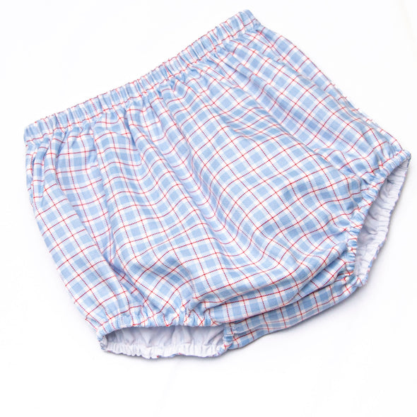Bleu: Foster Long Sleeve Diaper Set, Red and Blue Plaid