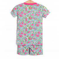 Water Lily Lady Bamboo Pajama Short Set, Green