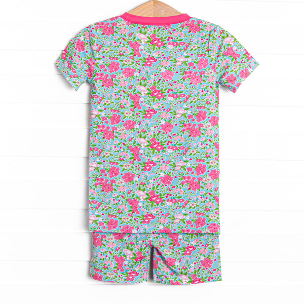 Water Lily Lady Bamboo Pajama Short Set, Green