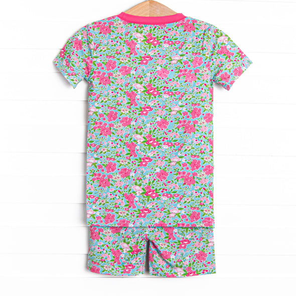 Water Lily Lady Bamboo Pajama Short Set, Green
