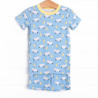 Counting Sheep Bamboo Pajama Short Set, Blue