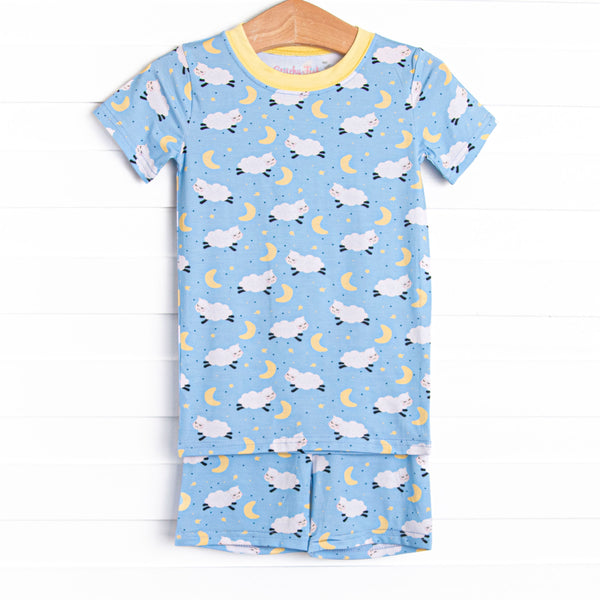 Counting Sheep Bamboo Pajama Short Set, Blue