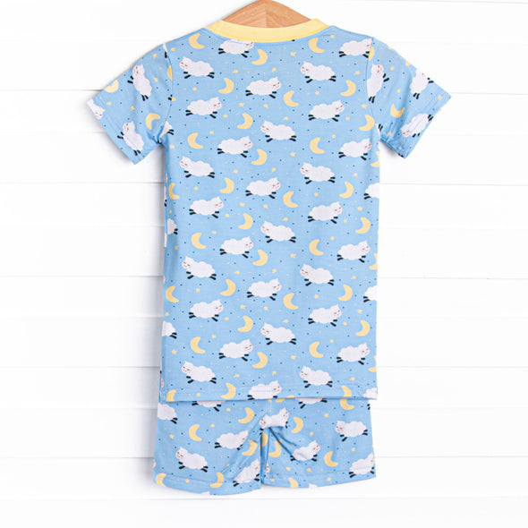 Counting Sheep Bamboo Pajama Short Set, Blue