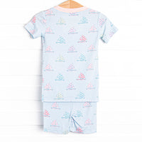 Southern Shores Bamboo Pajama Short Set, Pink and Blue