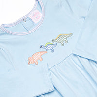 Roaring Days Applique Romper, Blue