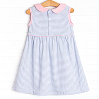 Marcella Pima Dress, Blue Stripe