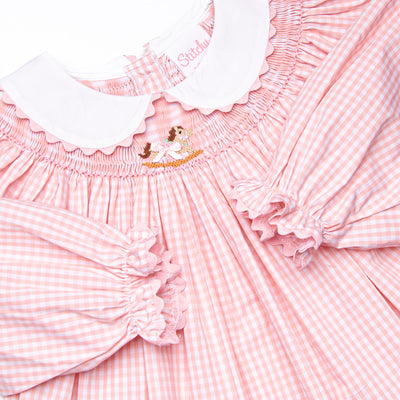Rocking Horse Rider Smocked Legging Set, Pink Gingham