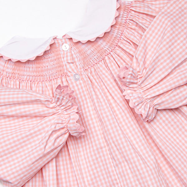 Rocking Horse Rider Smocked Bubble, Pink Gingham