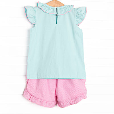 Main Street Treats Smocked Ruffle Short Set, Mint